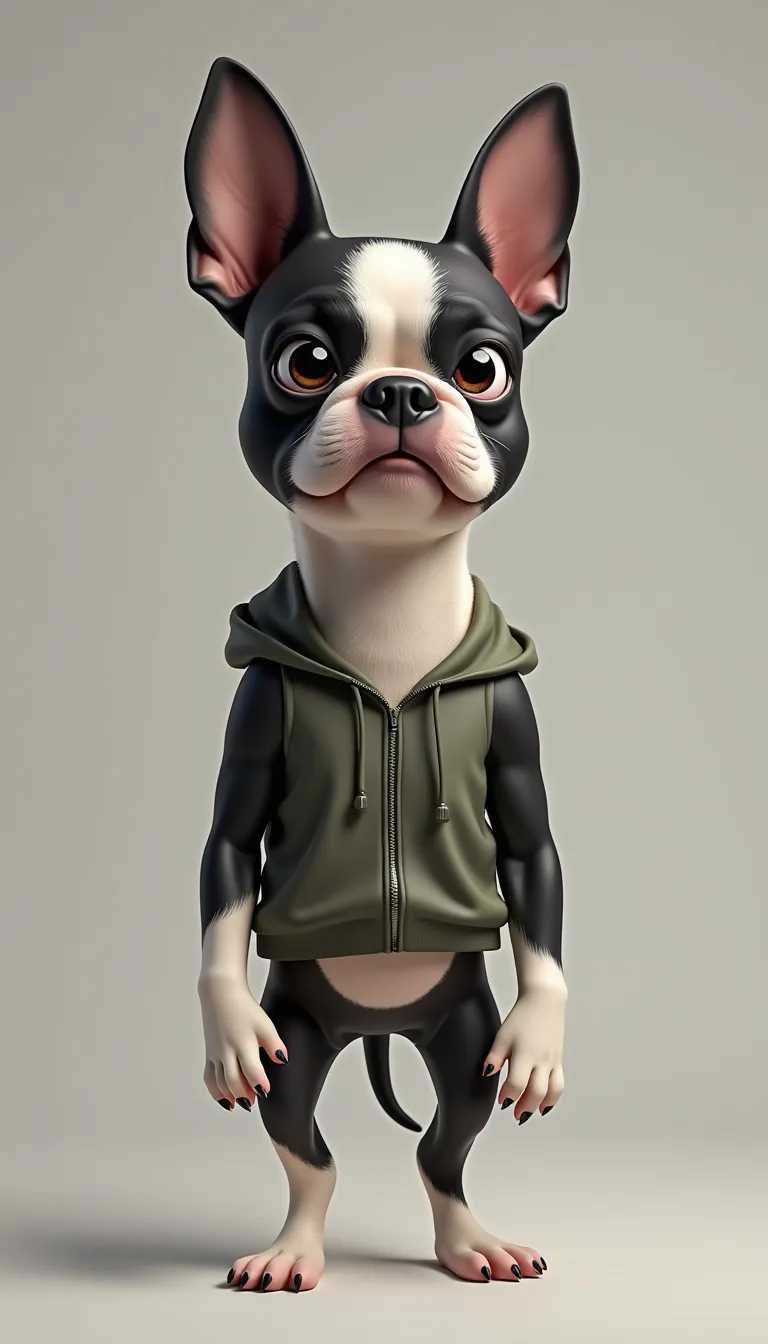 Adorable and Fashionable A Cartoon Bulldog with Attitude
