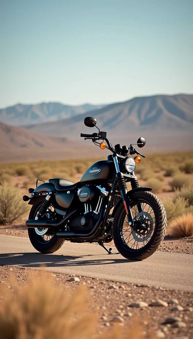 "Harley-Davidson in New Mexico desert."

