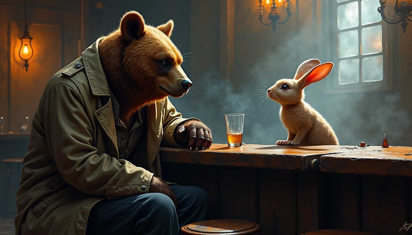 An Imaginative Encounter A Bear and a Bunny at the Bar