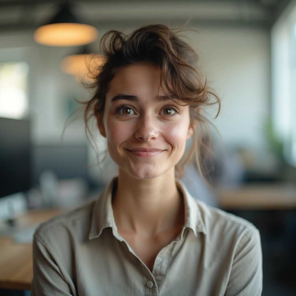Confident Businesswoman in a Casual Office Environment