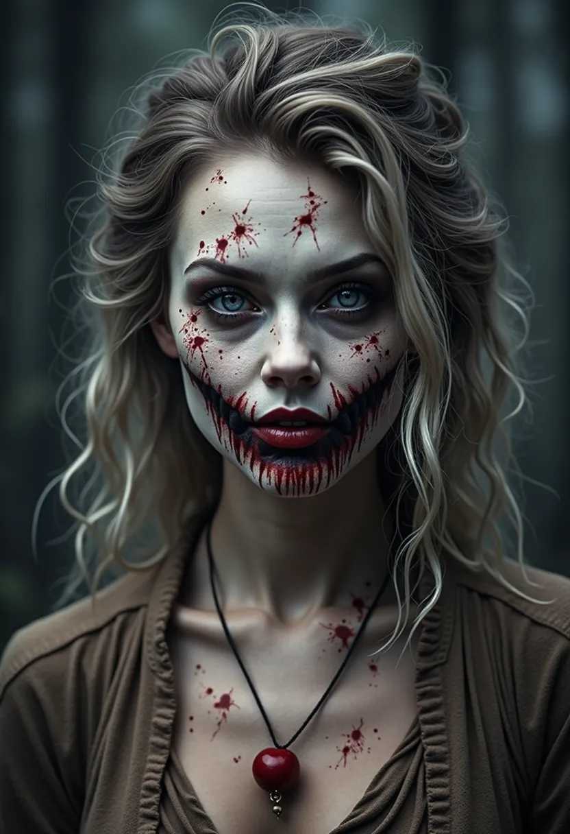 WOMAN IN A NIGHT FOREST, STYLE HORROR
