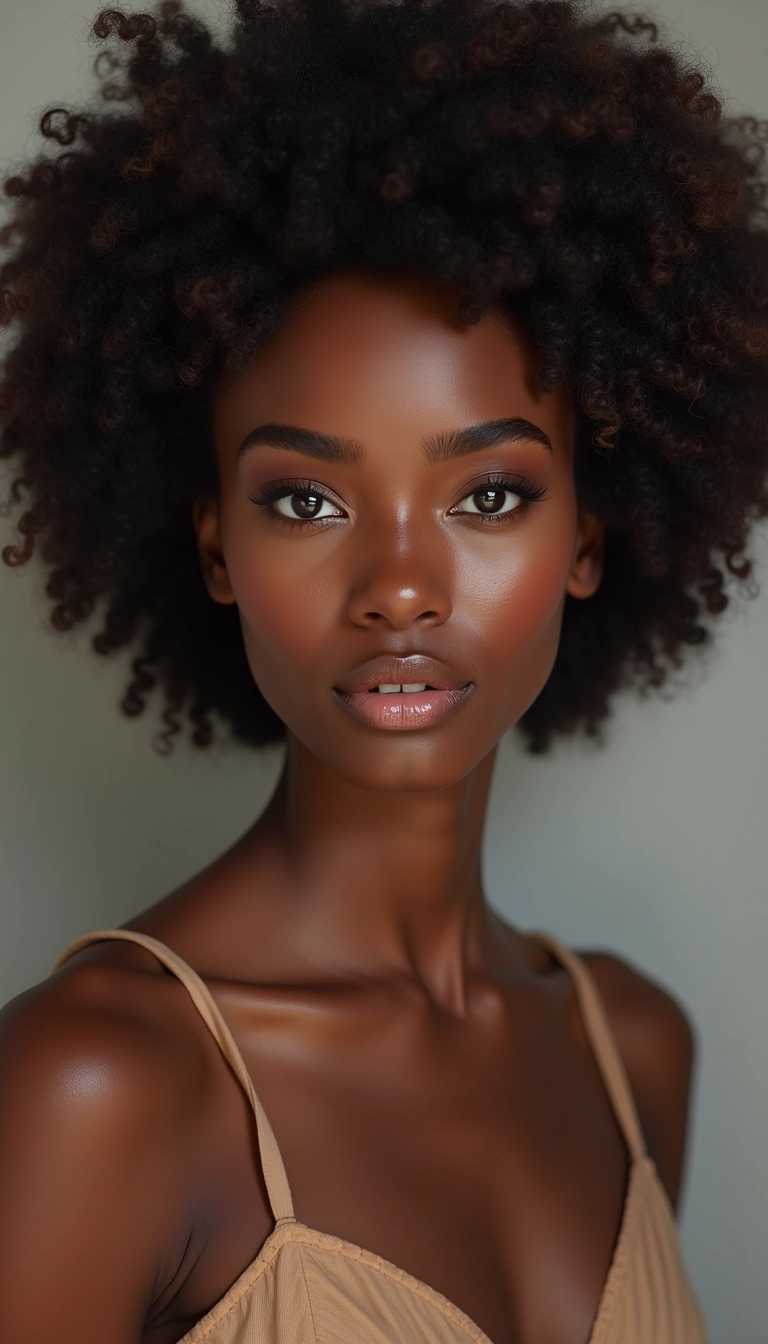 Portrait of a Person with an Afro Hairstyle Wearing a Camisole