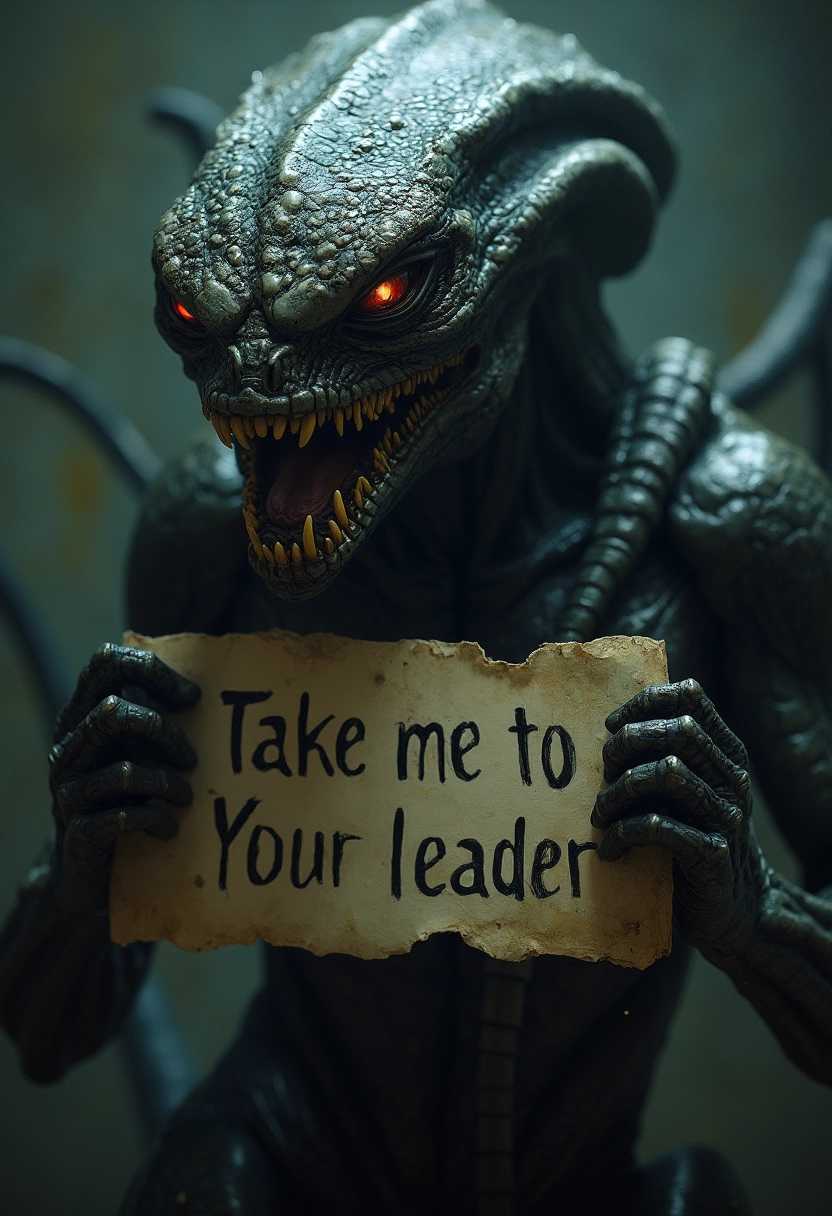 Alien with Take me to Your leader Signage