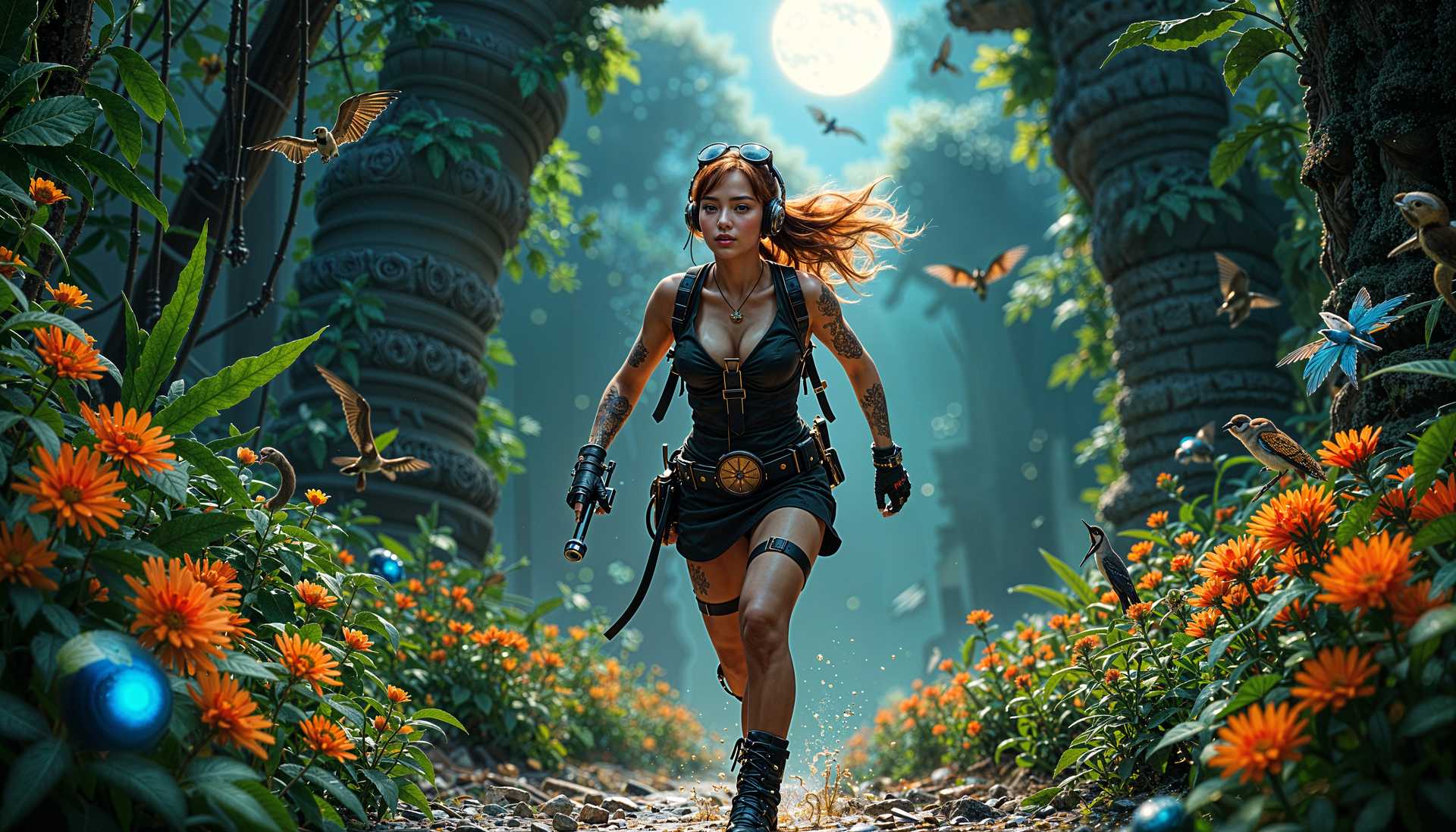 Adventurous Woman in a Magical Forest