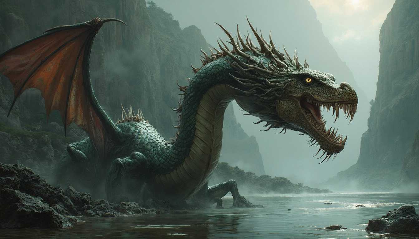 The Lindworm is a serpent-like dragon that appears in Norse and other Germanic mythologies. It is often depicted as a massive, wingless serpent with a dragon's head and sharp, deadly fangs. The Lindworm is said to be a guardian of treasure or a harbinger of plague and disaster. Its scales are impenetrable, and its venom is deadly. The creature is both feared and respected, often appearing in tales as a fearsome opponent that only the bravest heroes can defeat.