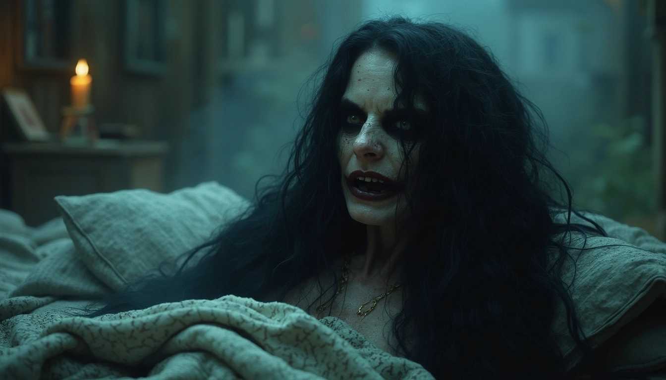 The Mara is a malevolent spirit that causes nightmares. She is often depicted as a hag or an invisible force that sits on the chest of sleeping people, making it difficult for them to breathe and causing terrifying dreams. The Mara is a shadowy figure, sometimes described as a pale, gaunt woman with long, disheveled hair and a sinister grin. Her presence is felt rather than seen, as she exerts a paralyzing pressure on her victims.