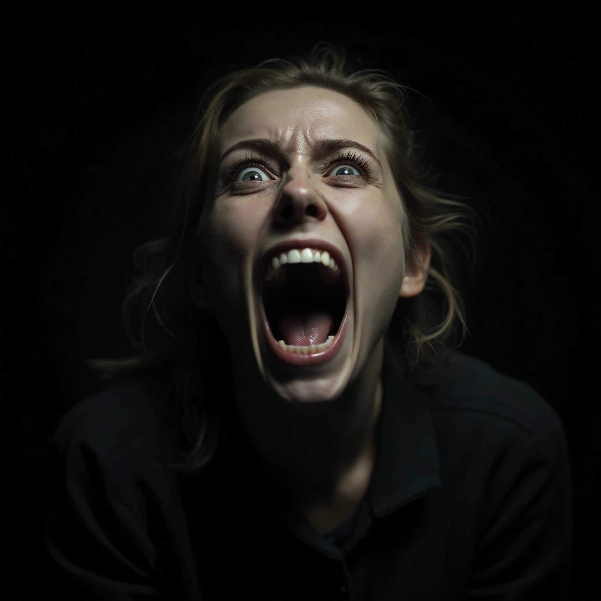 Intense Emotional Outburst Captured in a Portrait