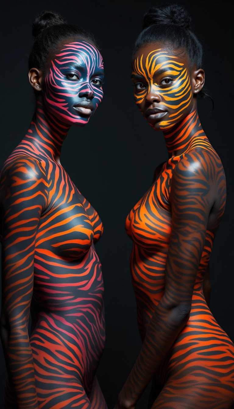 Zebra Striped Body Art A Fashion and Art Fusion