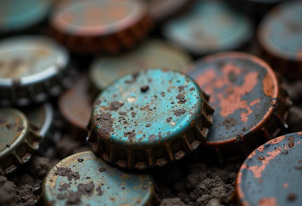 a bottle cap in a scrapyard