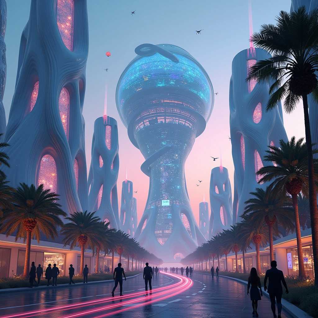 # **WAY TO AGI: The Pinnacle of Sci-Fi Innovation**

## Home Page Hero Section
- **Title**: "WAY TO AGI"
- **Subtitle**: "Where the Future Becomes Reality"
- **Background**: A full-width, ultra-high-definition image slider immersing visitors in the dazzling, otherworldly landscapes of WAY TO AGI—a city designed to transcend the boundaries of human and artificial intelligence, crafting a world that is equal parts reality and futuristic dream.
  - **Image 1**: The skyline of WAY TO AGI at twilight, with colossal, organic skyscrapers that seem to pulse with life, their surfaces wrapped in flowing, holographic displays that shift in color and pattern like the city itself is alive. These towering giants are interwoven with streams of light and data, coursing through the city like digital veins, while drones and autonomous vehicles glide through the air, casting soft, neon glows over the streets below.
  - **Image 2**: A sweeping view of the Central Intelligence Hub—the heart of WAY TO AGI. This massive, spherical structure gleams with a glassy, ethereal surface, beneath which a labyrinth of glowing data streams and neural networks interlace, creating a digital web that pulses with light. The scene is set against the backdrop of a digital aurora, casting an otherworldly glow across the sky, symbolizing the limitless potential of AGI as it guides the city's evolution.
  - **Image 3**: The bustling, hyper-connected streets of WAY TO AGI, where self-driving vehicles float along levitating pathways, and pedestrians stroll through spaces that blur the lines between physical and digital reality. Interactive LED panels line the streets, displaying dynamic art and data that adjust to the presence and mood of passersby, creating an ever-changing tapestry of light and information. The streets themselves are adaptive, reshaping in real-time to optimize traffic flow, pedestrian comfort, and environmental conditions.
  - **Image 4**: Dawn breaks over WAY TO AGI, revealing solar-powered skyscrapers that unfurl like the petals of a futuristic flower to absorb the morning light. These structures are adorned with dynamic solar cells that rotate and tilt, their surfaces shimmering with a kaleidoscope of colors that shift with the changing sunlight. Below, automated parks and lush gardens, tended by robotic gardeners and AI-guided drones, flourish in harmony, ensuring that the city remains a vibrant oasis of green amidst the technological marvels.

- **CTA**: A glowing "Enter the Future" button, animated with cascading streams of binary code that ripple and dissolve into the digital landscape, symbolizing the seamless fusion of virtual and physical worlds. This button invites users to embark on an immersive journey through the cutting-edge innovations that define WAY TO AGI.

## About WAY TO AGI Section
- **Content**: An introduction to WAY TO AGI, the first city on Earth designed from the ground up to embody the principles of Artificial General Intelligence—a place where the boundaries of reality are pushed, and the future is brought to life today.
  - **Layout**: A sleek, ultra-modern split-screen design.
    - **Left Side**: A cinematic video tracing the creation of WAY TO AGI from visionary concept to reality. The footage captures the city’s construction, with scenes of autonomous robots piecing together skyscrapers like intricate puzzles, AI-driven architects refining designs in real-time, and collaborative efforts from the world's leading tech innovators. The narrative positions WAY TO AGI as a living laboratory, a place where AGI and human creativity converge to shape the world of tomorrow.
    - **Right Side**: Futuristic text detailing the mission of WAY TO AGI—to serve as the ultimate model for the cities of the future, where AGI doesn't just support life but actively enhances it, creating endless possibilities for growth, innovation, and exploration. The text is overlaid on a background of shifting digital landscapes, symbolizing the city’s continuous evolution and limitless adaptability.

## City of the Future Section
- **Content**: A deep dive into the sci-fi wonders that make WAY TO AGI the embodiment of a futuristic utopia.
  - **Central Intelligence Hub**: An interactive 3D model of the Central Intelligence Hub, showcasing its role as the city’s AI core. The hub’s surface pulsates with light, representing the flow of data and the complex neural computations that manage everything from climate control to personalized healthcare. Users can explore the hub’s layers, from its energy-efficient infrastructure to its real-time data processing capabilities, all designed to adapt and respond to the city’s needs instantaneously.
  - **AGI-Powered Infrastructure**: An exploration of the city’s intelligent systems, including self-healing roads that use nanotechnology to repair themselves automatically, and buildings with adaptive façades that morph in response to environmental conditions, optimizing energy efficiency and comfort. WAY TO AGI’s transport system, powered entirely by AGI, ensures zero emissions and effortless mobility, with autonomous vehicles and maglev trains seamlessly operating at peak efficiency.
  - **Sustainable Tech**: A showcase of the city’s commitment to sustainability, featuring vertical farms that rise like green skyscrapers, producing fresh food within the city and reducing the need for external supply chains. These farms, integrated into the city’s towering structures, stand as a striking contrast to the sleek, high-tech environment, a reminder that WAY TO AGI is as much about nurturing life as it is about technological advancement. The city’s energy grid, managed by AGI, dynamically adjusts energy distribution based on real-time demand and environmental conditions, ensuring a constant and sustainable power supply.

## Visionary Expansion Section
- **Content**: A visionary look at the planned expansions of WAY TO AGI, setting the stage for a global network of AI-driven cities.
  - **Global AI Network**: Artistic renderings depict WAY TO AGI as the nucleus of a vast network of interconnected AI cities, where data flows freely and innovation knows no borders. This global network facilitates instant collaboration on projects that span continents, from climate change solutions to the development of new AI-driven technologies, making WAY TO AGI not just a city but a beacon of human and artificial potential.
  - **Future of Work and Life**: Conceptual images of next-generation workspaces within WAY TO AGI, where humans and AGI collaborate in an environment designed for creativity and innovation. These spaces are adaptive, with layouts that shift according to the tasks at hand, ensuring optimal productivity and comfort. Living environments are equally advanced, with AI systems that anticipate and cater to the needs of residents, creating personalized experiences that enhance quality of life at every turn.
  - **Interplanetary Ambitions**: Renderings of WAY TO AGI’s spaceport, envisioned as the gateway to humanity’s expansion beyond Earth. The spaceport is a hub of activity, where AI-designed spacecraft are constructed and tested, preparing for missions to Mars, the asteroid belt, and beyond. WAY TO AGI is not just a city; it’s the launchpad for the next era of human exploration, leading the charge as humanity becomes a multi-planetary species.

## Testimonials from the Future Section
- **Content**: Insightful testimonials from the pioneers, innovators, and visionaries who call WAY TO AGI home, sharing their experiences in a city where the future is already a reality.
  - **Visuals**: High-definition images and videos set against the backdrop of WAY TO AGI’s advanced, sci-fi architecture and immersive digital environments.
    - **Testimonial 1**: An AI researcher within the Central Intelligence Hub, discussing how the collaboration between human ingenuity and AGI has led to breakthroughs that are reshaping entire industries and societies. The scene shows the researcher amidst holographic interfaces, interacting with AI systems that visualize complex data in real-time, offering a glimpse into the future of science and innovation.
    - **Testimonial 2**: A resident of WAY TO AGI describing the unparalleled quality of life in a city where AGI enhances every moment, turning the mundane into the extraordinary. The scene captures the resident in a smart apartment, where walls display personalized digital art, and AI assistants manage the environment for maximum comfort and efficiency.
    - **Testimonial 3**: A global tech leader reflecting on how WAY TO AGI has become the blueprint for future cities worldwide, leading the charge into an era where technology and humanity unite to achieve the unimaginable. The leader is pictured in a high-tech conference room overlooking the city, with AGI holograms projecting real-time global data and strategic forecasts.

## Latest News & Breakthroughs Section
- **Content**: The latest advancements, innovations, and upcoming projects in WAY TO AGI.
  - **Layout**: A futuristic, interactive scrolling interface that keeps users engaged with the city’s most recent developments.
    - **News**: Video reports featuring interviews with leading AGI experts, coverage of major technological milestones, and insights into the city’s latest AI-driven initiatives. The backdrop includes immersive visuals of new projects and AGI-led discoveries.
    - **Breakthroughs**: Updates on groundbreaking AGI applications being tested within the city, from quantum computing and next-gen robotics to ethical AI frameworks designed to ensure AGI benefits all of humanity. These updates are paired with visuals of AGI systems in action, demonstrating their transformative impact on daily life.
    - **Interactive Elements**: Options for users to sign up for real-time updates, participate in virtual reality tours of the city, or explore opportunities to contribute to the ongoing innovation in WAY TO AGI.
