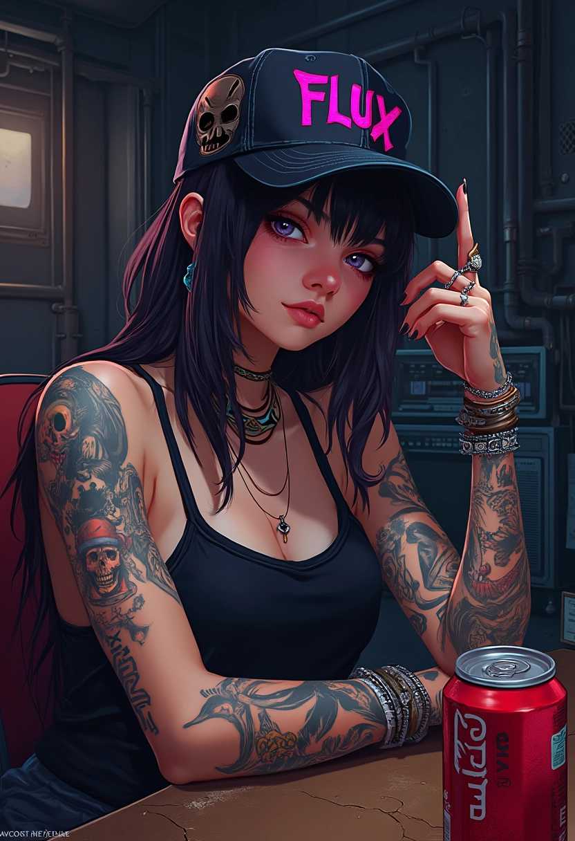 Edgy and Elegant A Tattooed Lady in a Flux Cap