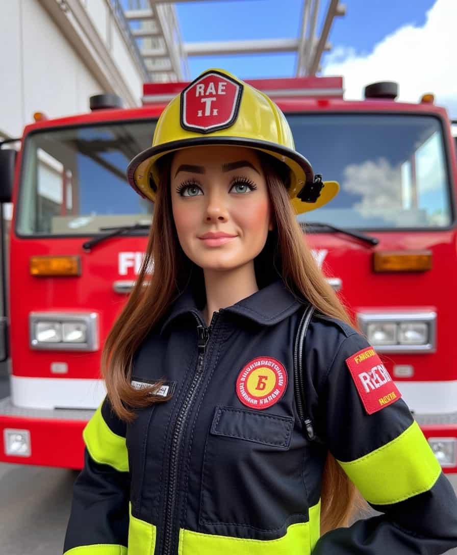 Rescue Ready A Doll in a Firefighters Uniform