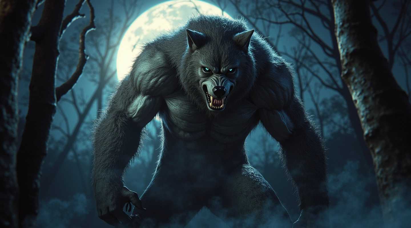 Midnight Howl: A Looming Werewolf in the Dark Forest