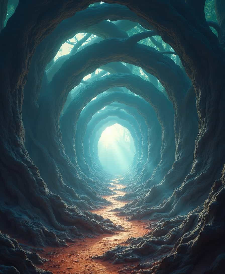 at the centre of a swriling vortex is a gateway to another world, in the style of DnD and square enix, stark visuals, kodak ultramax, highly ornamented, sharp focus, intricate details