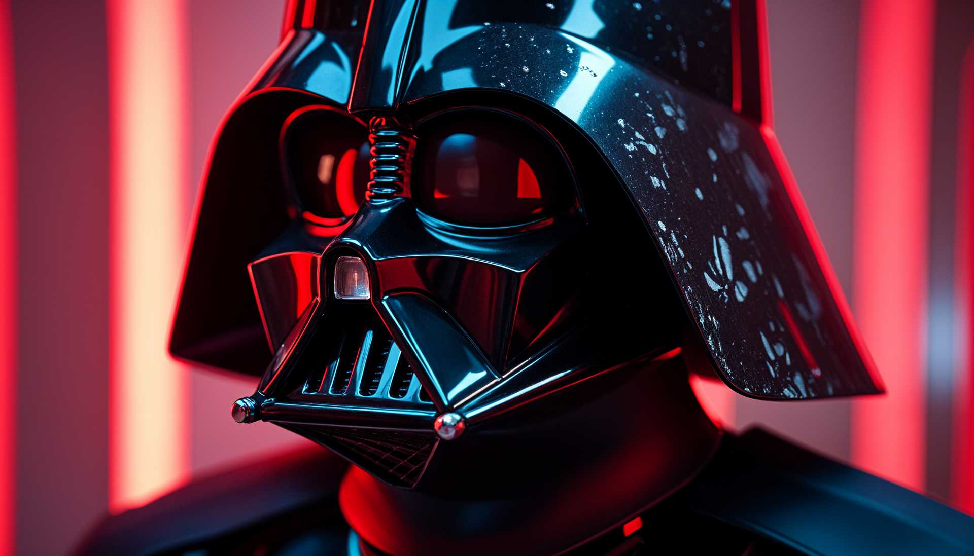 Star Wars Darth Vader Helmet and Mask in Dramatic Red Lighting