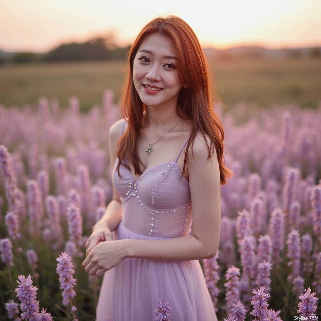 Sunset Serenade A Woman in Lavender Fields