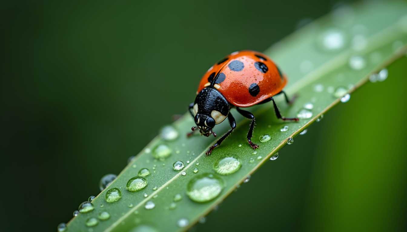 Adorning the Leaf A Ladybugs Delicate Touch