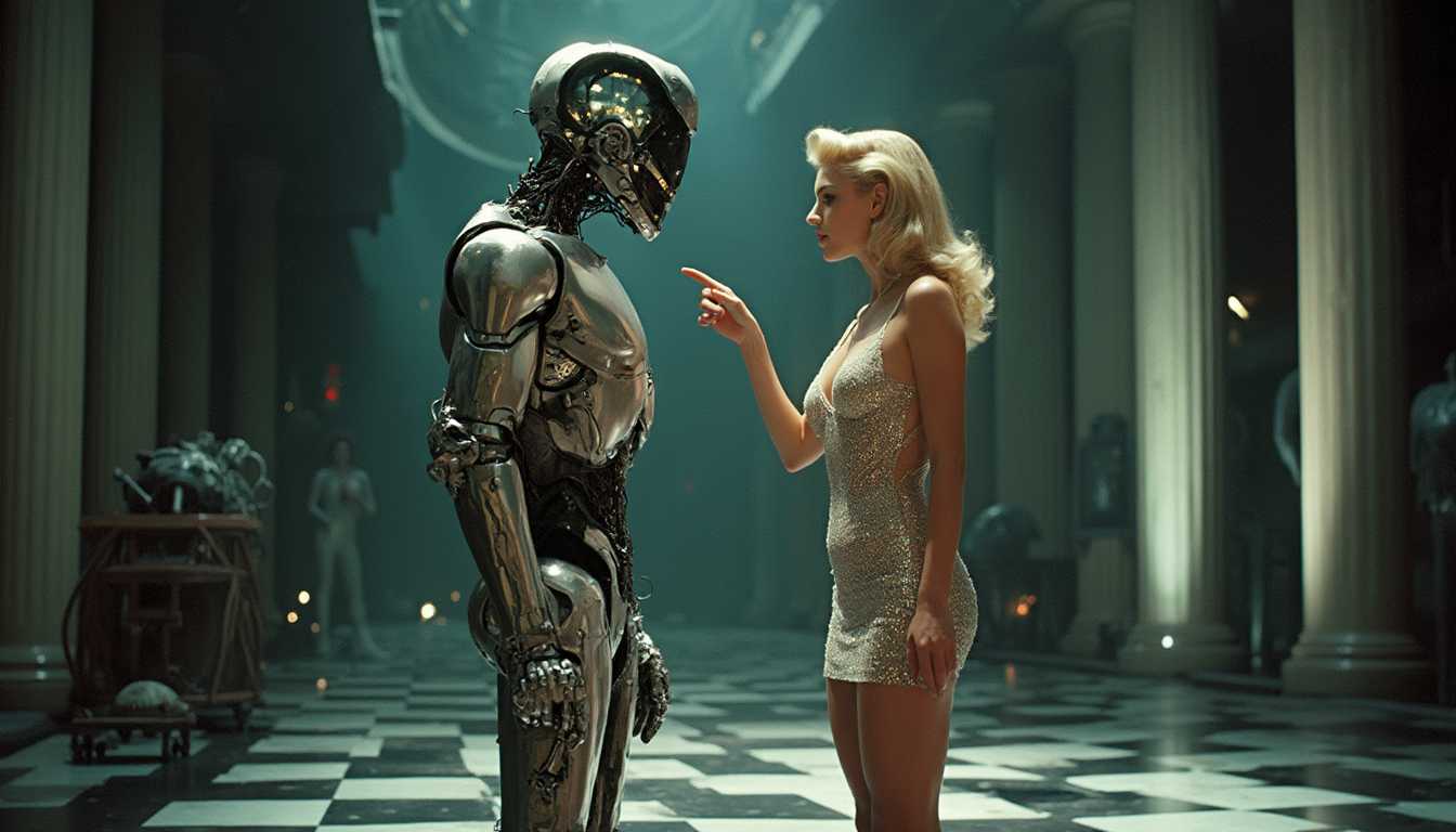 Robotic Encounter in a Glimmering Hallway