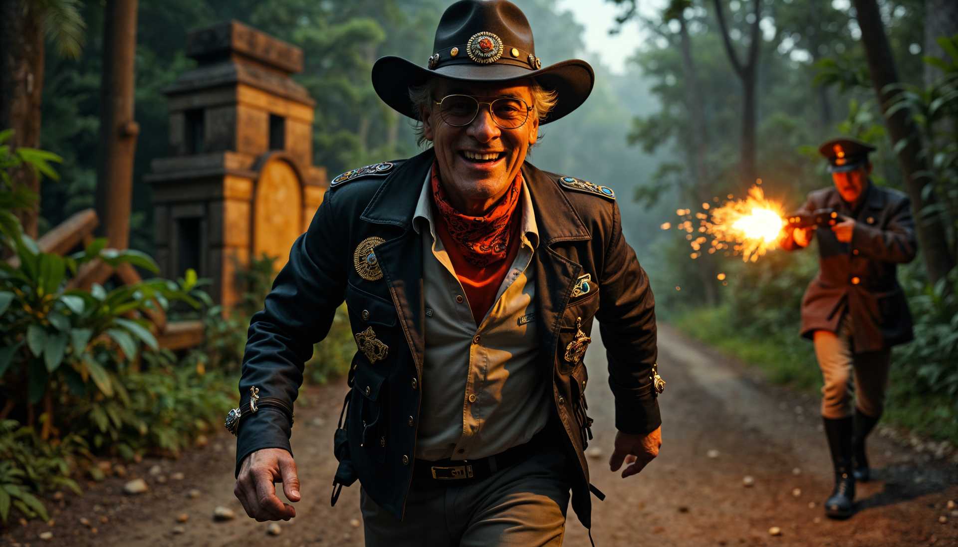 Adventurer in the Jungle: A Thrilling Chase Scene