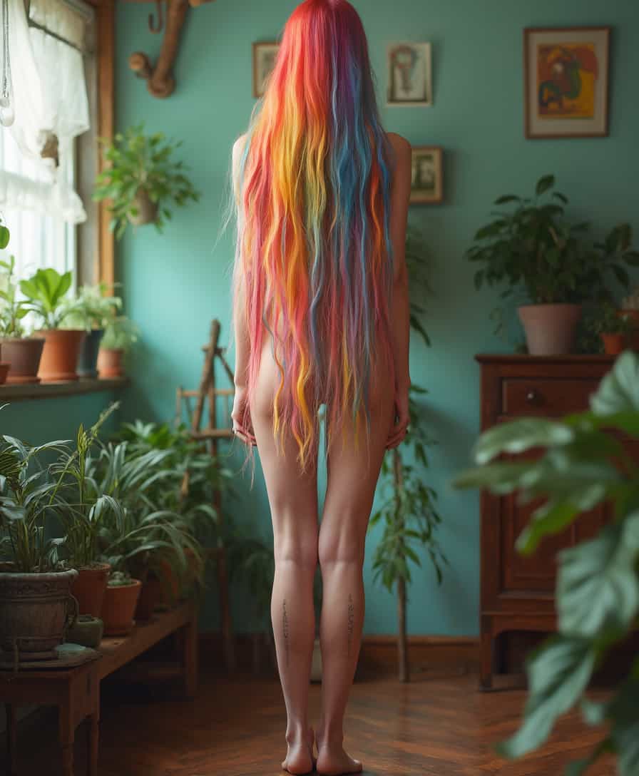 Vibrant Rainbow Hair A Study in Color and Form
