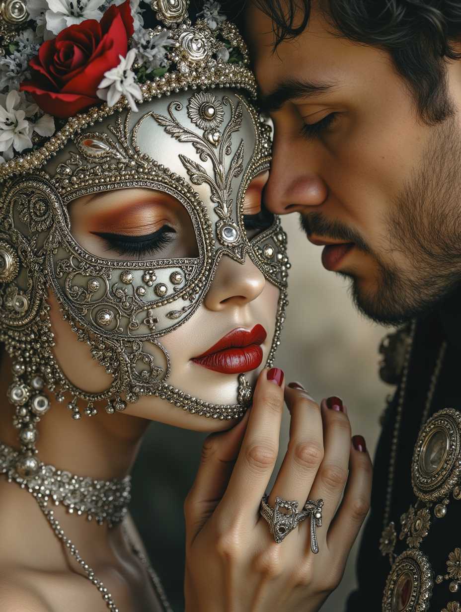 Cinematic style,  A man with a love mask in hos hand, Watercolor, trending on artstation, sharp focus, studio photo, intricate details, highly detailed, by greg rutkowski, Watercolor, trending on artstation, sharp focus, studio photo, intricate details, highly detailed, by greg rutkowski