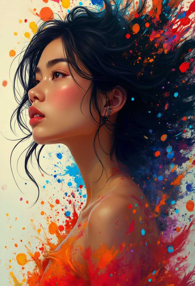 Vibrant Elegance A Portrait of Color and Intrigue