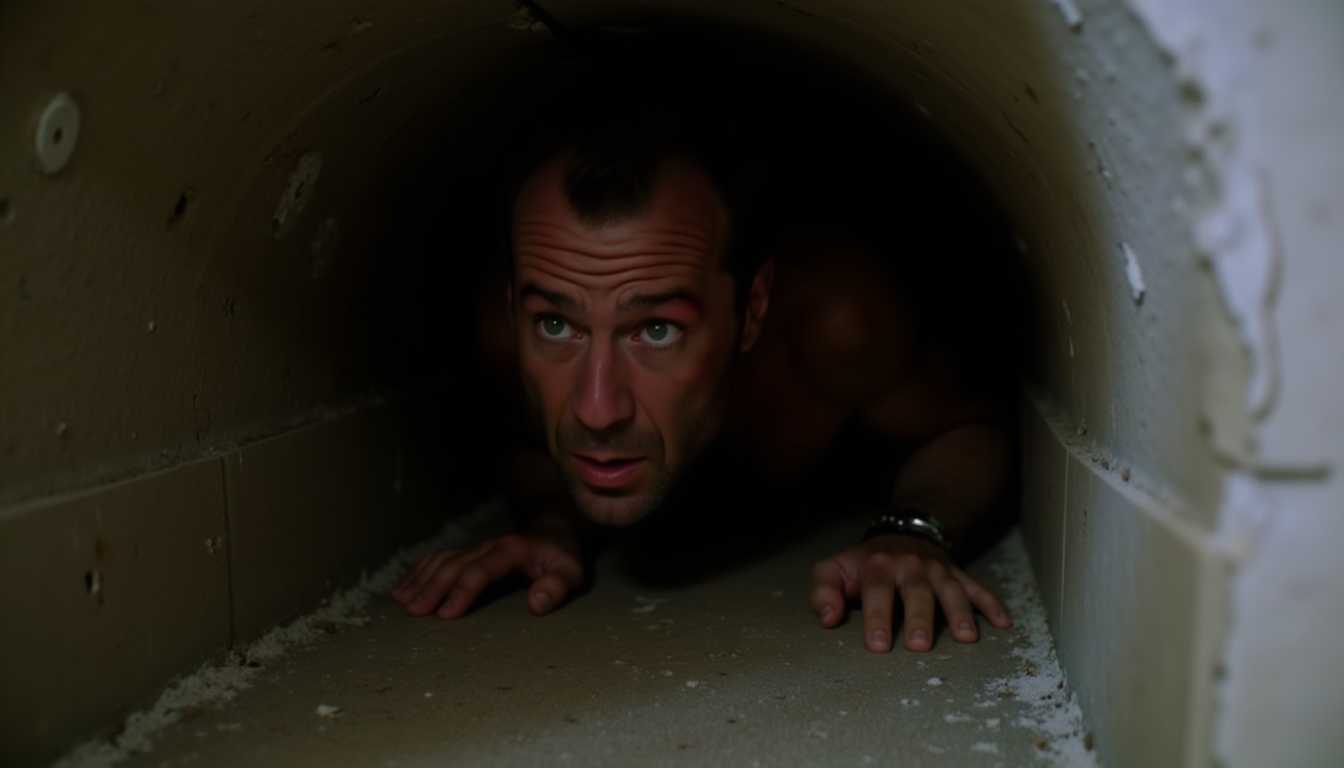 a photo of DHD Bruce, , crawling through a vent
