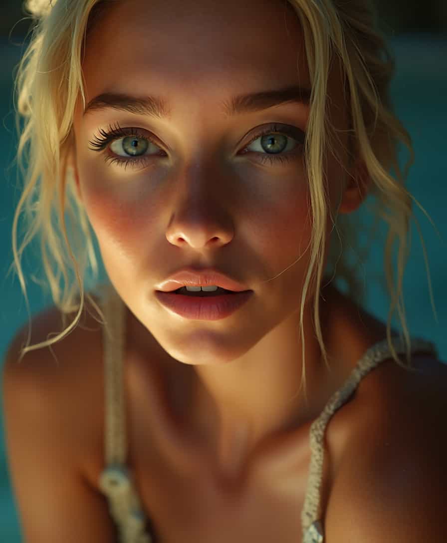 face close up, extremely detailed beautiful american actress, extremely detailed beautiful  face, extremely detailed beautiful pretty eyes, (smile:0.5), extremely detailed skin texture, skin pores, toned body, blonde hair, wear bath towel, night lights hot spring, highest resolution, ultimate lighting, ultimate shading, cinematic lighting, soft lighting