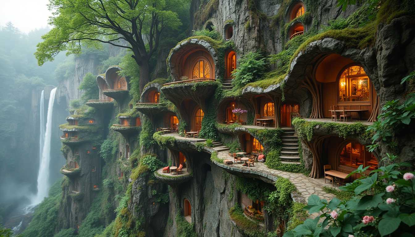 Captured with a Canon EOS 5D Mark IV and an EF 16-35mm f/2.8L III USM lens, this enchanting photograph showcases a biomimicry village built into the side of a cliff, reflecting a harmonious balance between nature and architecture. The camera settings include an aperture of f/11, an ISO of 200, and a shutter speed of 1/125 sec, capturing the intricate details and vibrant colors of the wood elf-themed village. The composition features Tolkien-esque elements, with graceful, organic structures seamlessly integrated into the lush, fantastical landscape. Towering trees, ancient vines, and cascading waterfalls adorn the cliffside, enhancing the magical ambiance and demonstrating the elves' profound connection to their environment. This captivating image transports the viewer to a realm of wonder, where the boundaries between the natural world and fantastical architecture dissolve into one.



