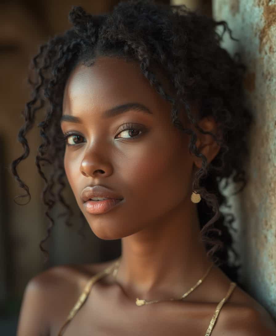 32K UHD raw photography of a beautiful young woman with medium brown skin