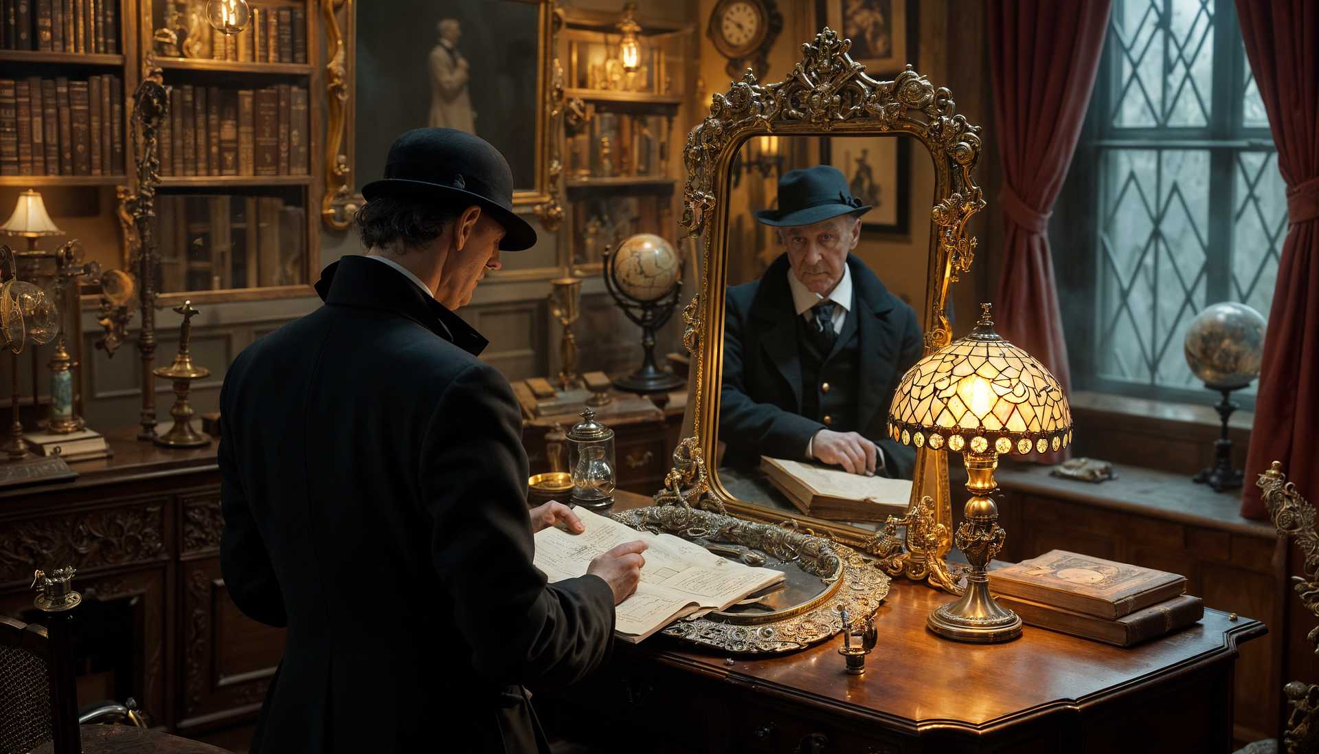 AI-generated image: masterpiece, best quality, highres, sharp image, more detail, *MIRRORS ALL OVER, ALL REFLECTIVE OBJE