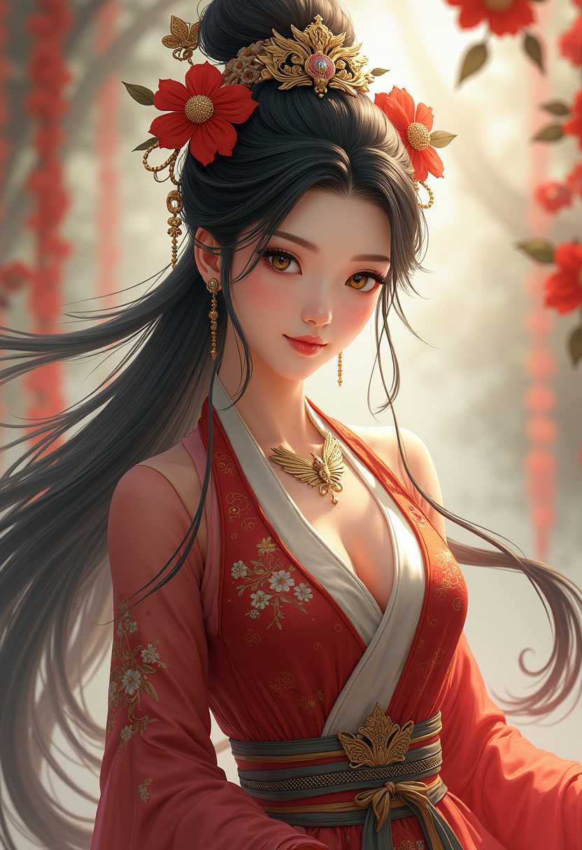 Female Character in Ancient Chinese Mythology, in the style of Marina Mika, Ultra High Definition, Masterpiece. 