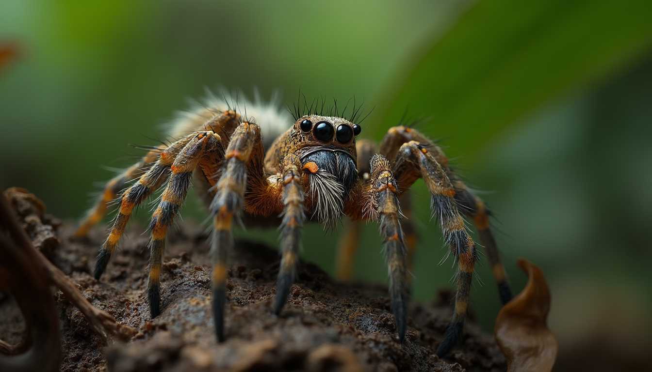  hairy tarantel spider in jungle