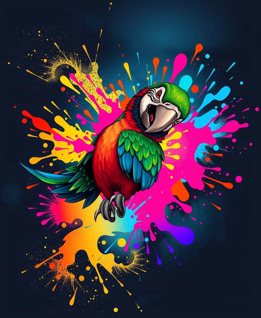 MAD-CBRPNKSPLSHRT, PAINT SPLASHES, OUTRUN, parrot