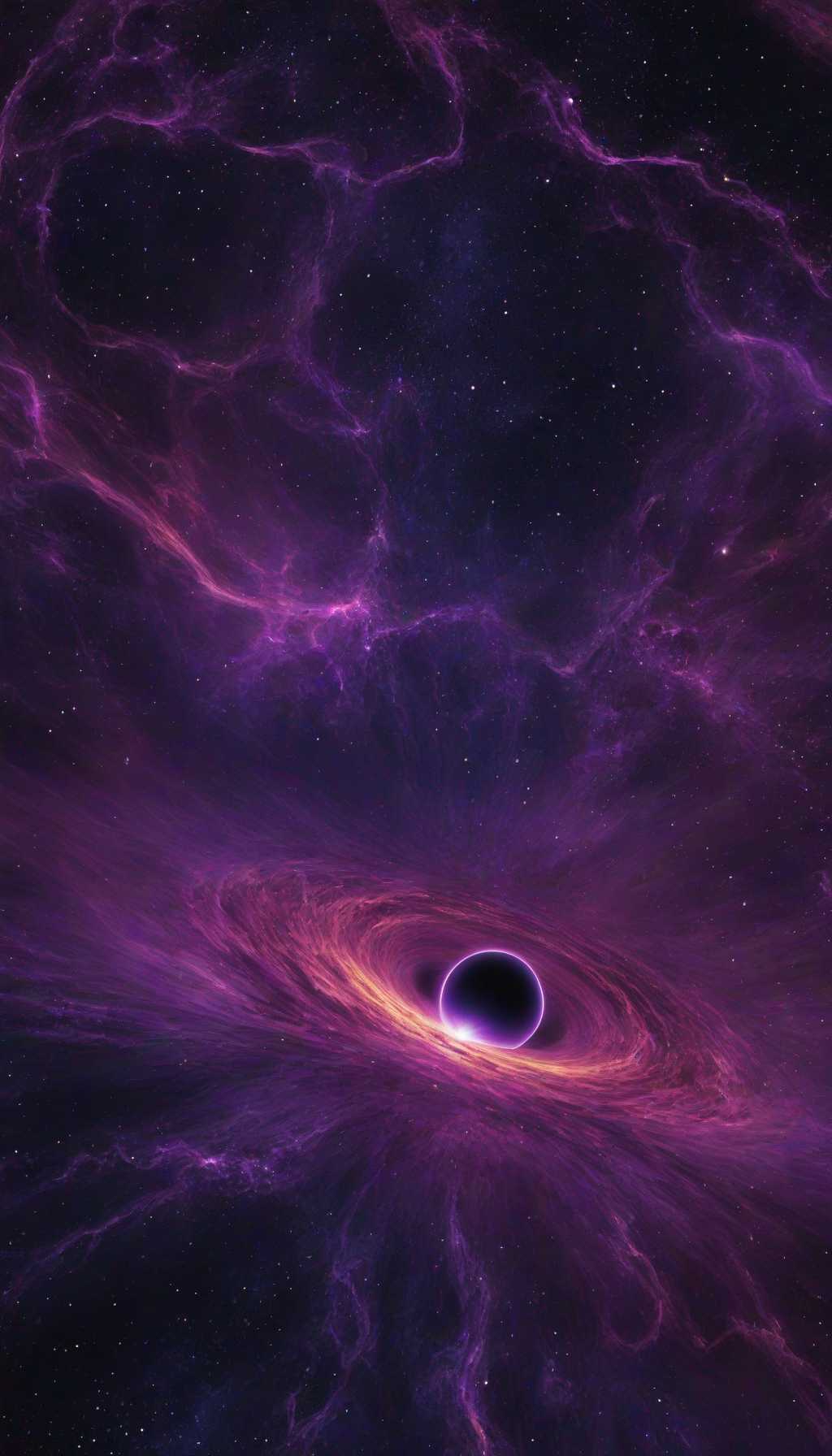(space, black hole, stars), (purple theme, vibrant theme, vibrant Deep colorful, dark fantasy, extremely detailed, high detail, hires textures, incredibly detailed, intricate details, masterpiece, polarized)