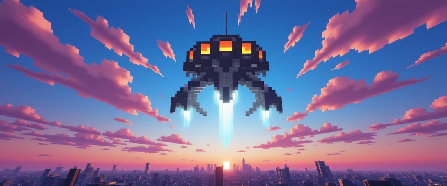 crt style, 1nv4d3r , ufolora, ghiblistyle, ufo are massively arriving in the sky, big city in the background