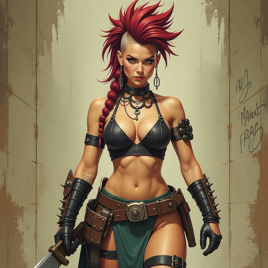 RedHaired Warrior Woman in Fantasy Armor