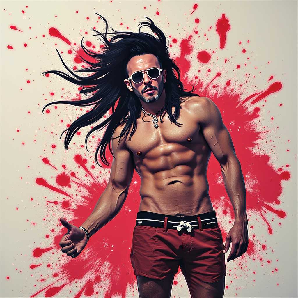 a photo of MONZI 2, , STYLE, AS IMAGE MAD-CBRPNKSPLSHRT PAINT SPLASHES OUTRUN, MONZI 2