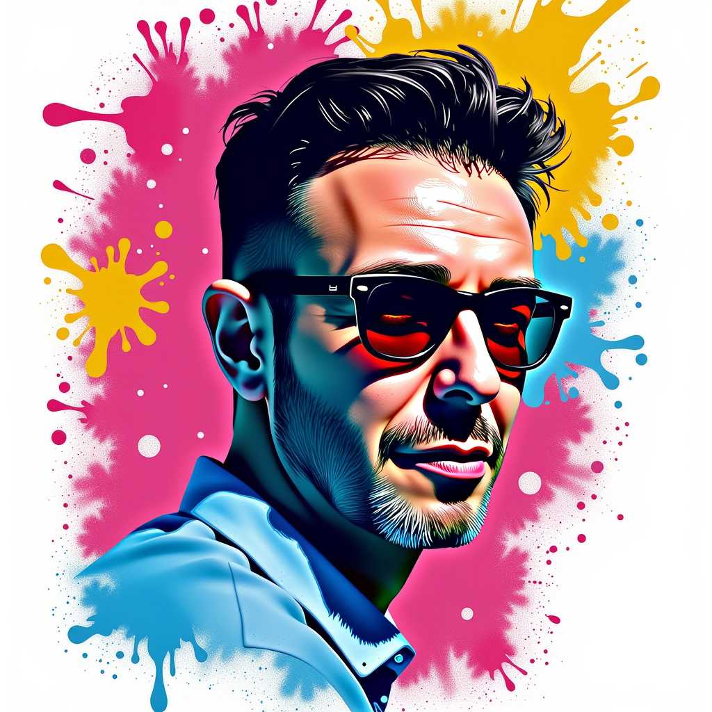 Vibrant Portrait with Colorful Splashes