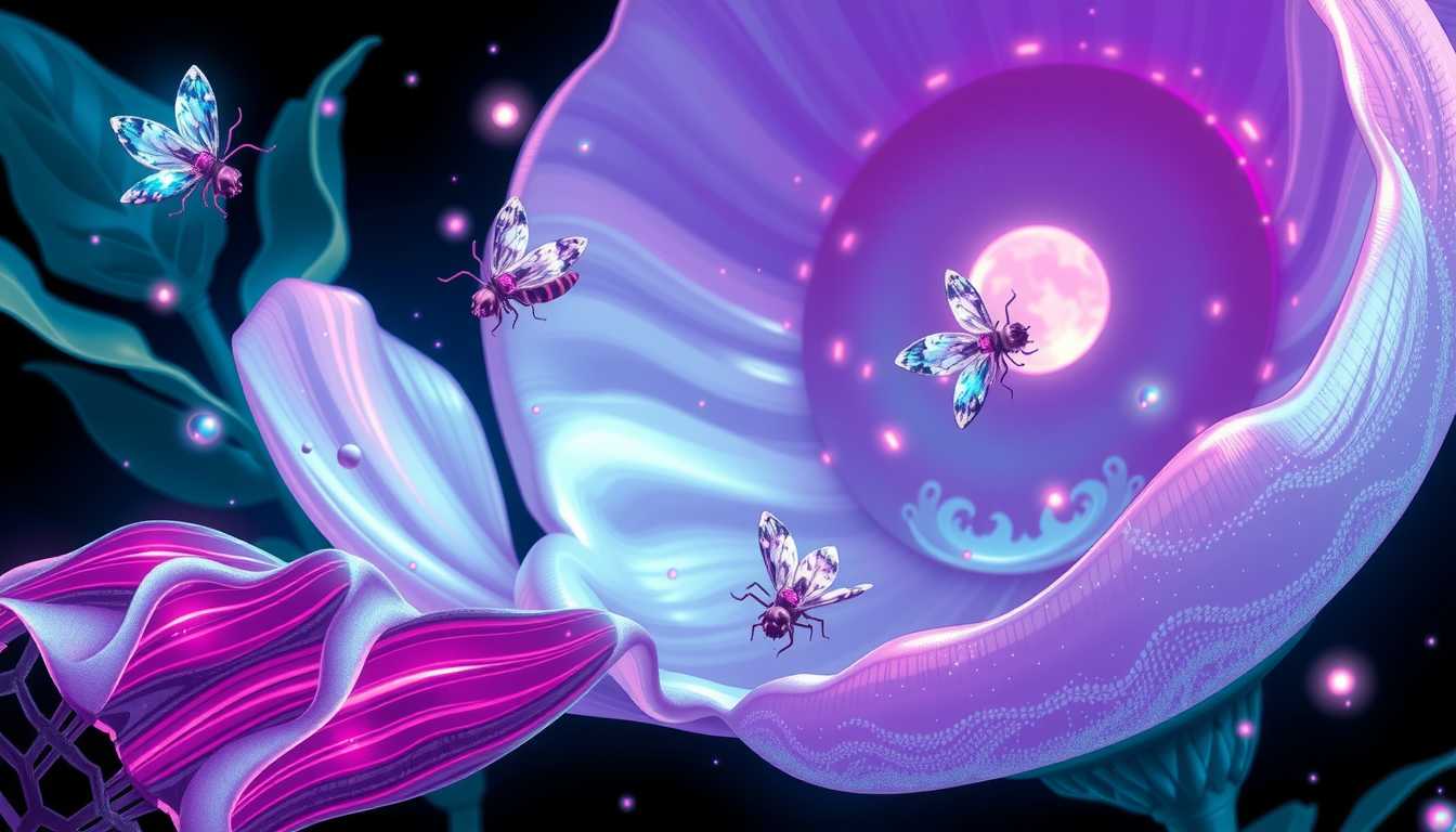 **Luminous Garden of Moonflowers and Butterflies**