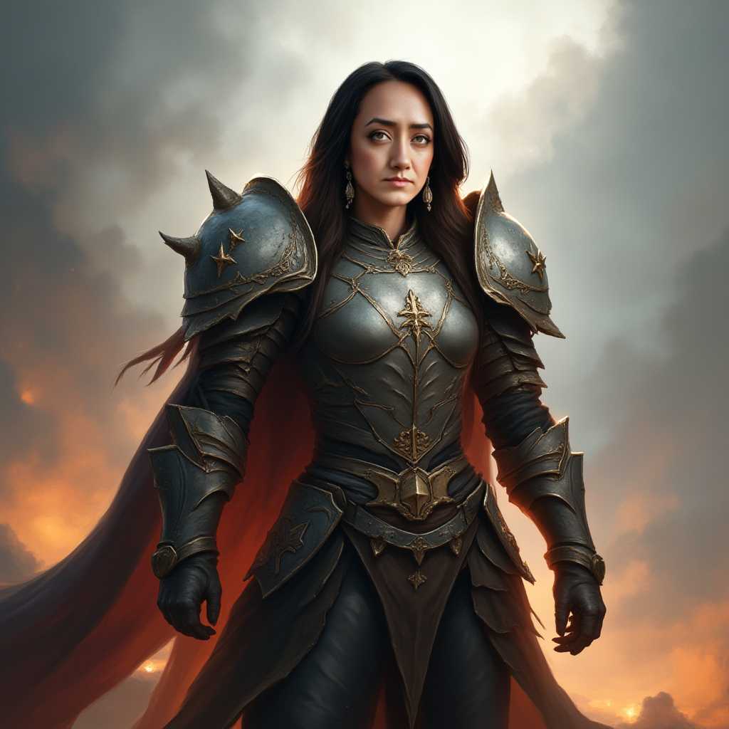 fantasy warrior, detailed armor, epic background