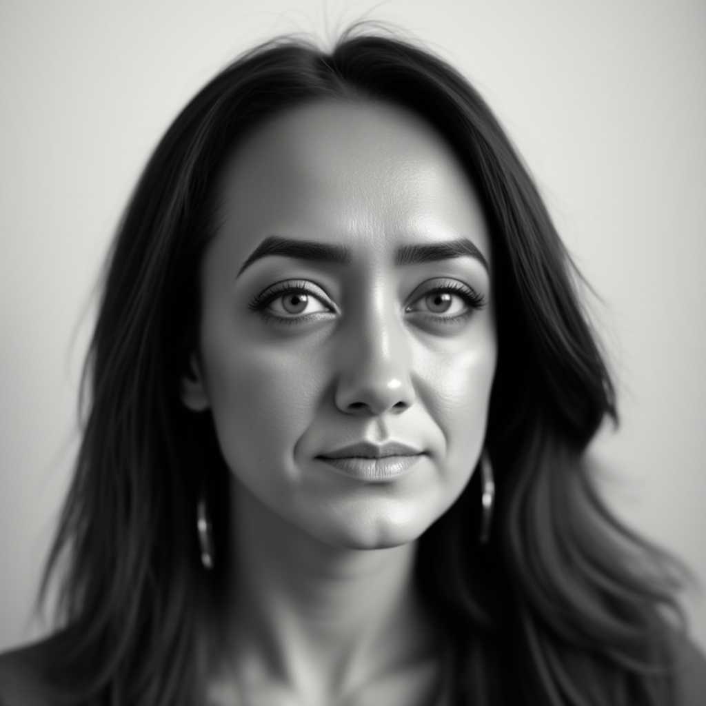 vintage black and white portrait photo, high contrast, detailed