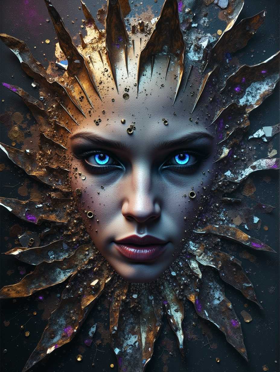 Enigmatic Sunburst A Digital Art Portrait of a Mesmerizing Mystic