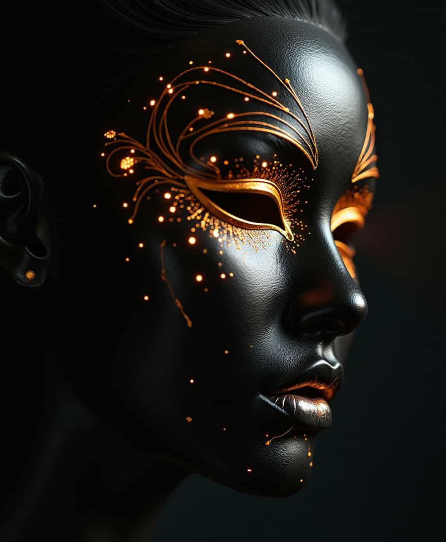 Enigmatic Black and Gold A Portrait of Mystery and Elegance