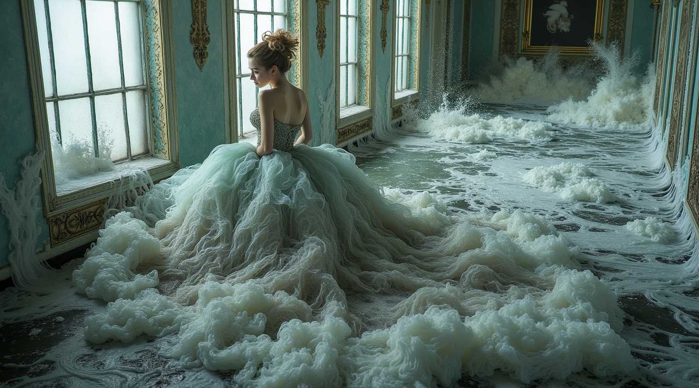 Enchanted Elegance A Fashionable Flood in a Timeless Hallway