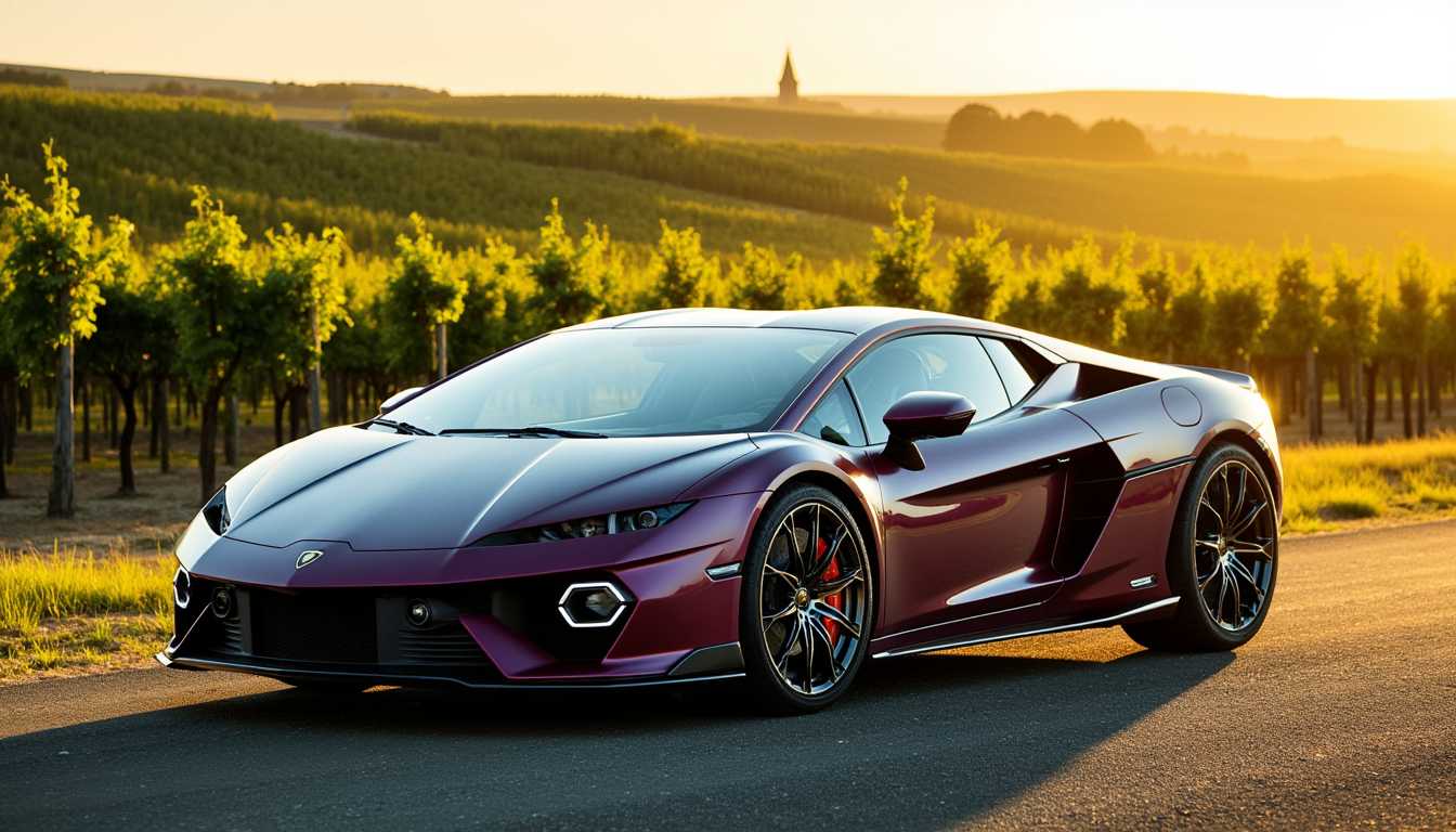 Luxurious Maroon Supercar at Sunset Park