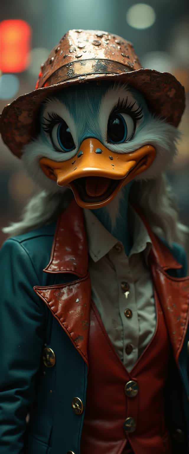 Adorable Duck with Fashionable Hat and Jacket