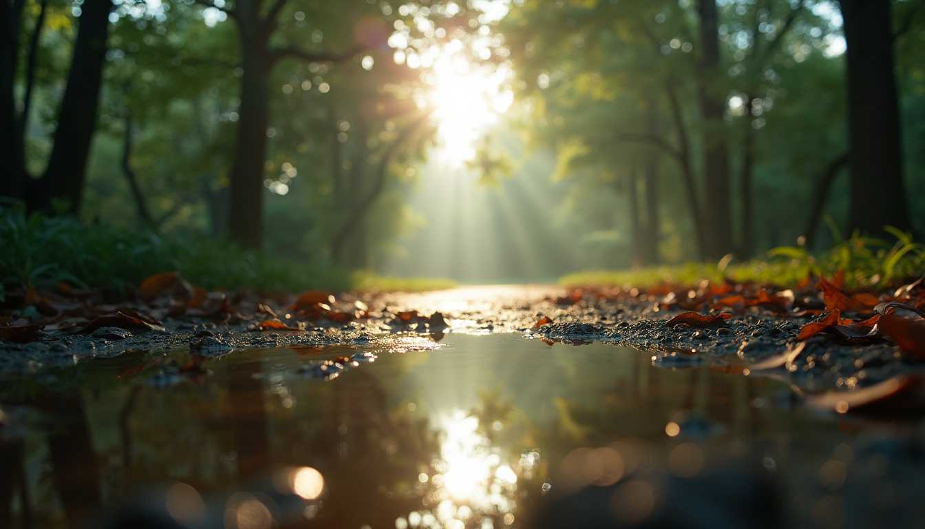 Sunlit Path Through Autumn Forest