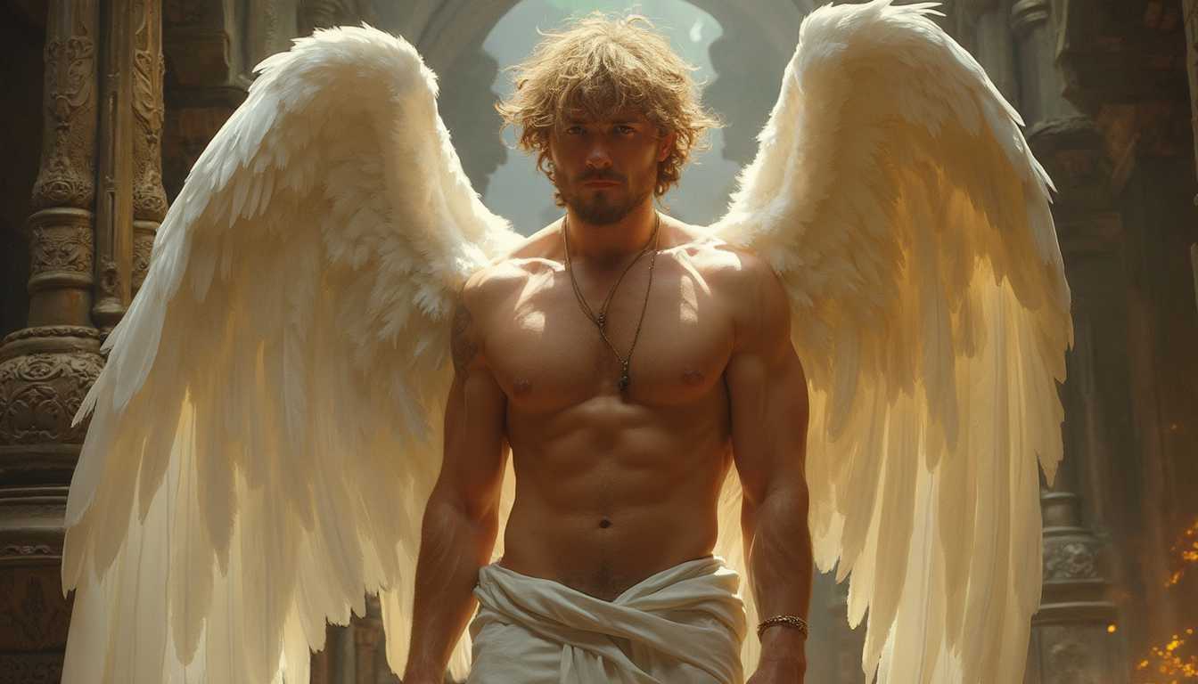 photography very realist, Full body cute angel man in angel loincloth wings,house in ultra HD, detailed painting, digital art, shaggy, Luis Royo
caucasian, 32k resolution, centered,