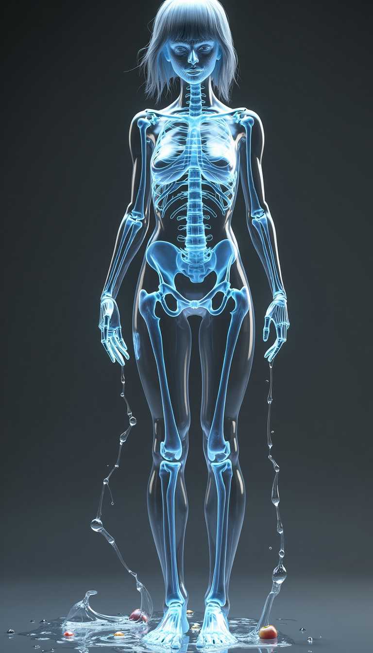 3D Render of a Female Skeleton with a Liquid Effect